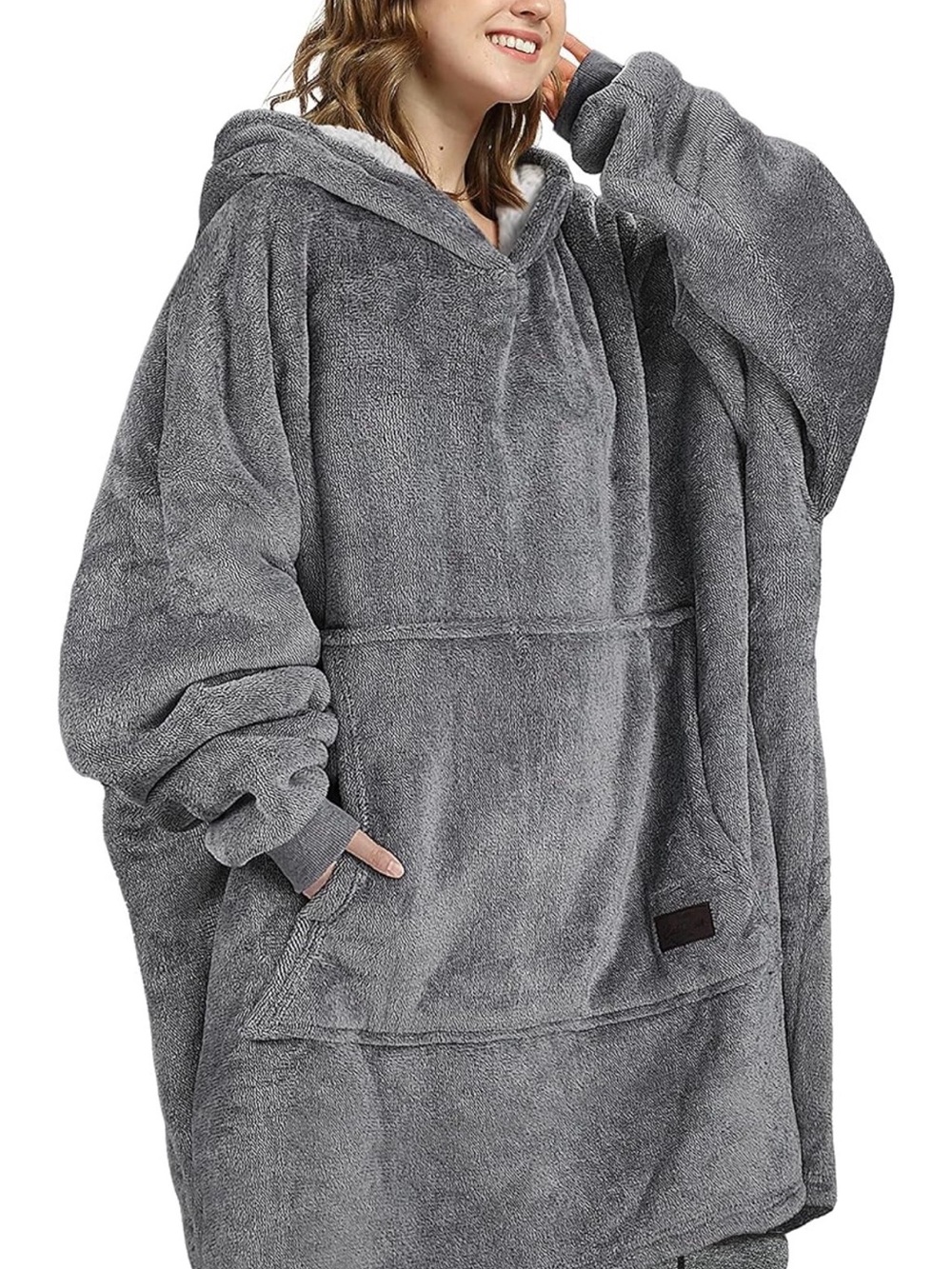 Cozy Plush Oversized Wearable Blanket - Dark Gray